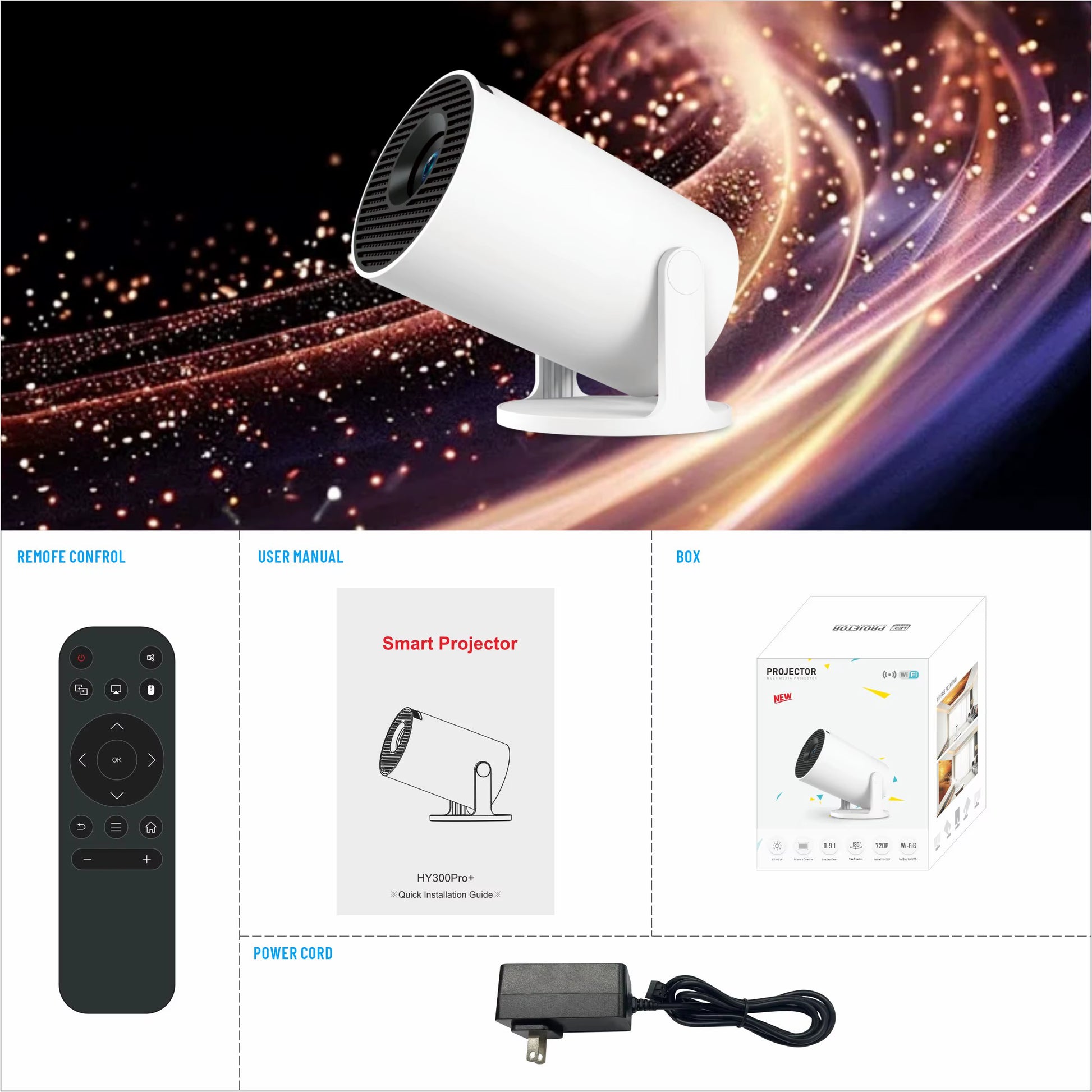 Popular HY300PRO Projector Android 11 Manual Focus Allwinne H713 HY300 Pro Portable Projector 170ANSI Pocket Projector