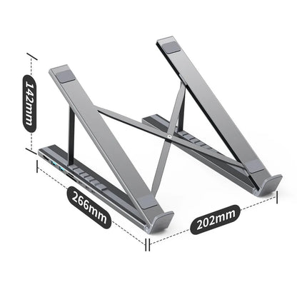 Aluminum Docking Station for Mobile Phone 8 Ports Usb C Hub HD 4K USB3.0 Multifunction 8 in 1 USB C HUB Foldable Laptop Stand