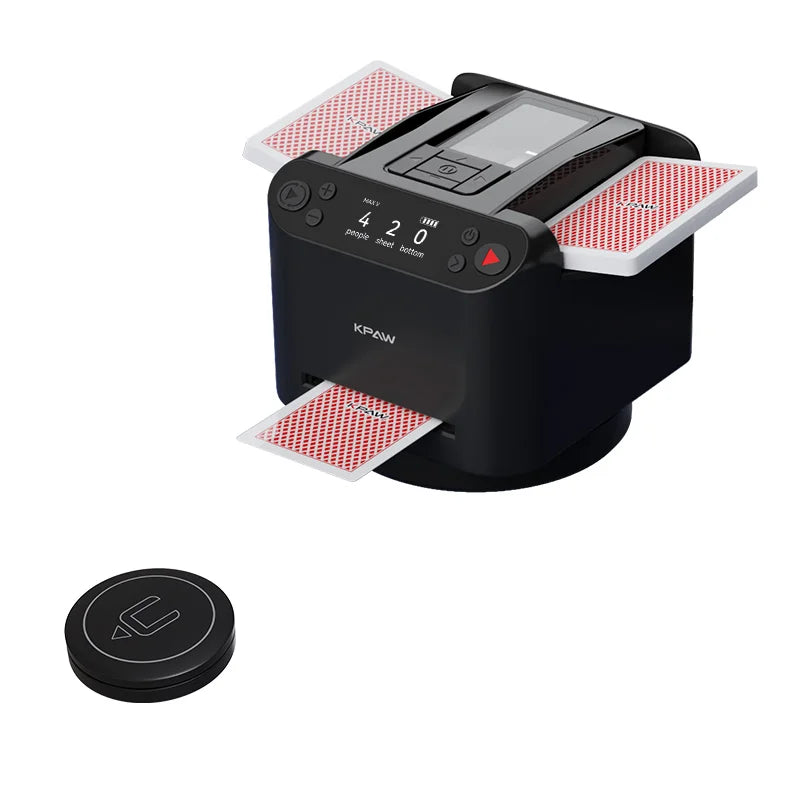 Kpaw Max V Automatic Card Shuffler & Dealer Machine with 360 Degree Revolving Texas Hold'Em Poker ABS