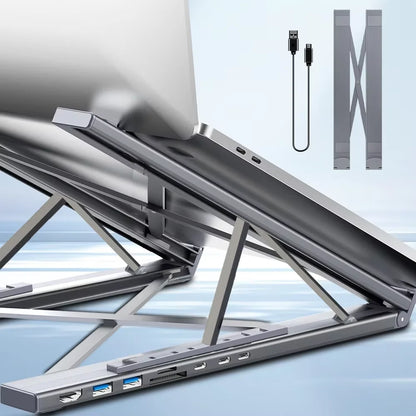 Aluminum Docking Station for Mobile Phone 8 Ports Usb C Hub HD 4K USB3.0 Multifunction 8 in 1 USB C HUB Foldable Laptop Stand