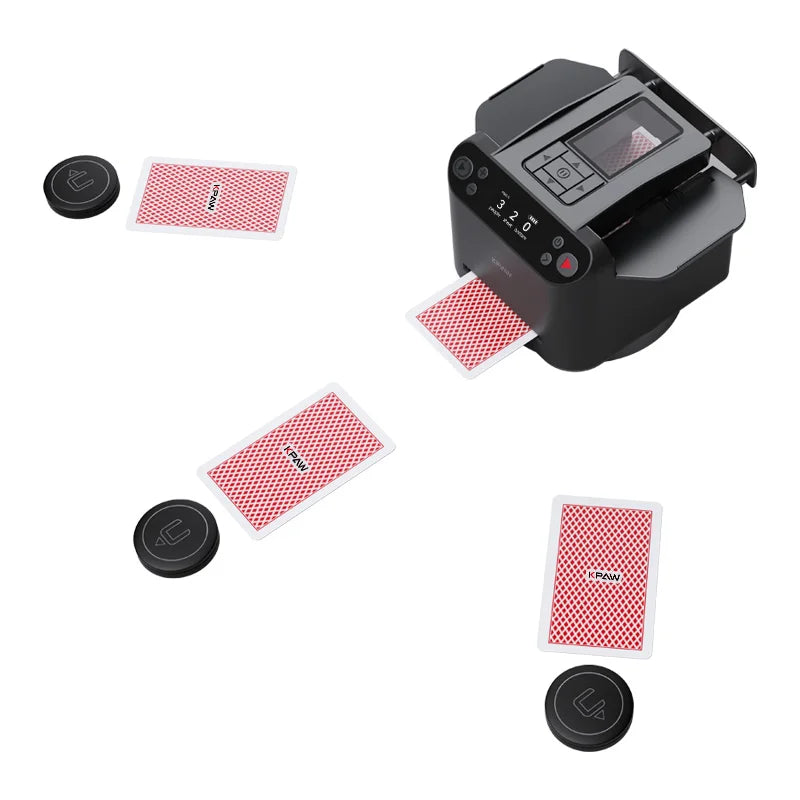 Kpaw Max V Automatic Card Shuffler & Dealer Machine with 360 Degree Revolving Texas Hold'Em Poker ABS