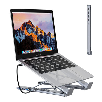 Aluminum Docking Station for Mobile Phone 8 Ports Usb C Hub HD 4K USB3.0 Multifunction 8 in 1 USB C HUB Foldable Laptop Stand
