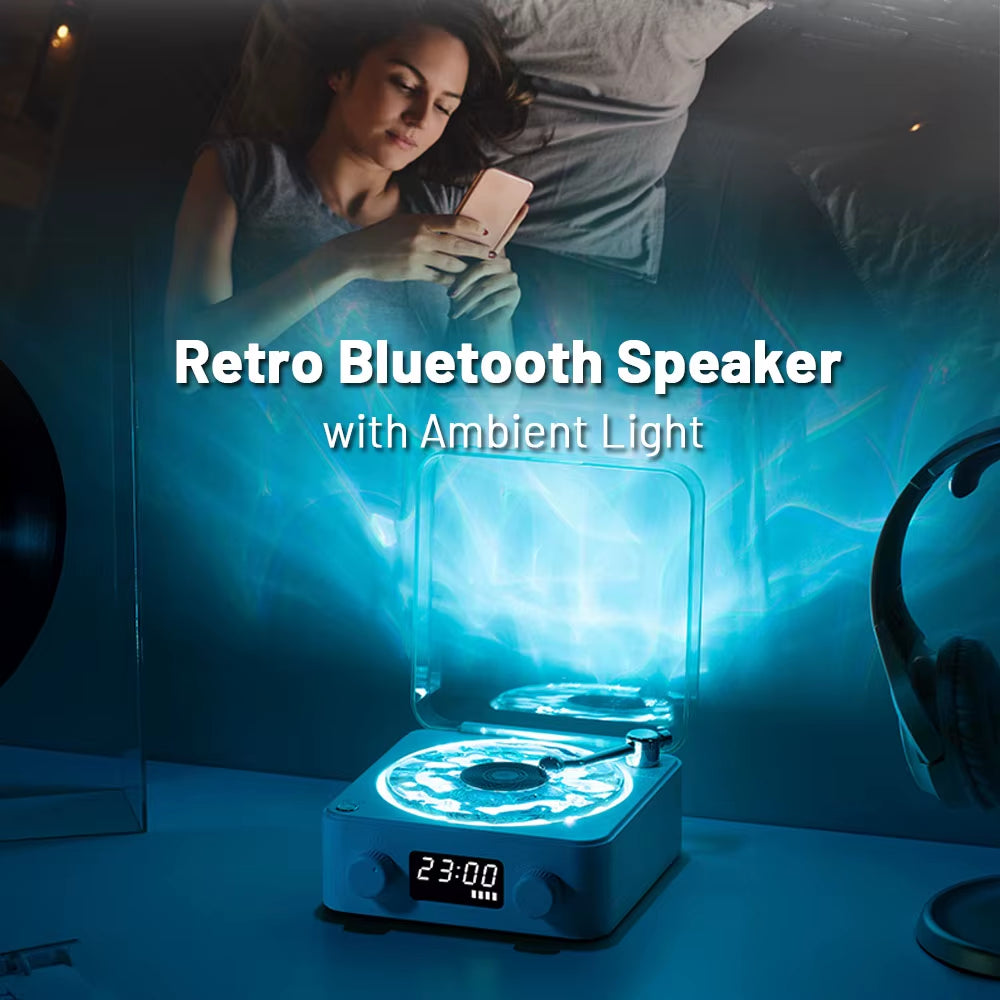Mini Retro Waves Ambient Light White Noise BT Speaker Portable Vintage Sleep Aid Music Speaker with RGB Light Lamp