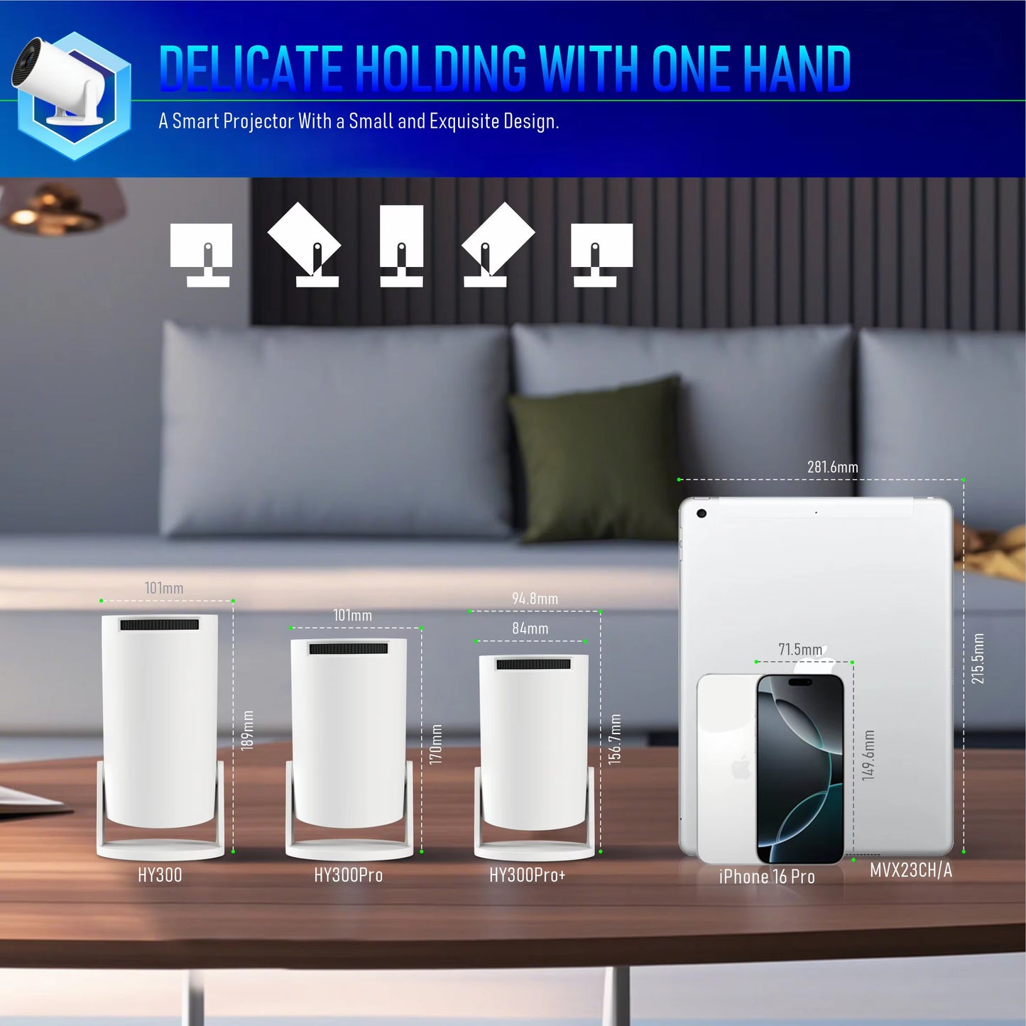 Popular HY300PRO Projector Android 11 Manual Focus Allwinne H713 HY300 Pro Portable Projector 170ANSI Pocket Projector